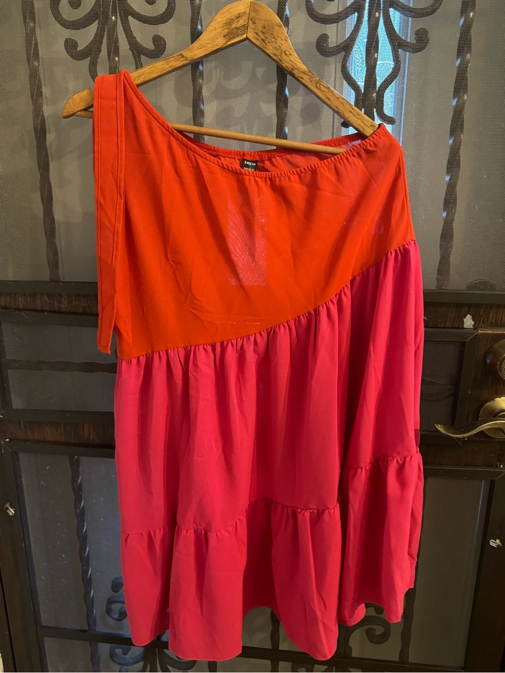 SHEIN Orange and Hot Pink Colorblock Dress